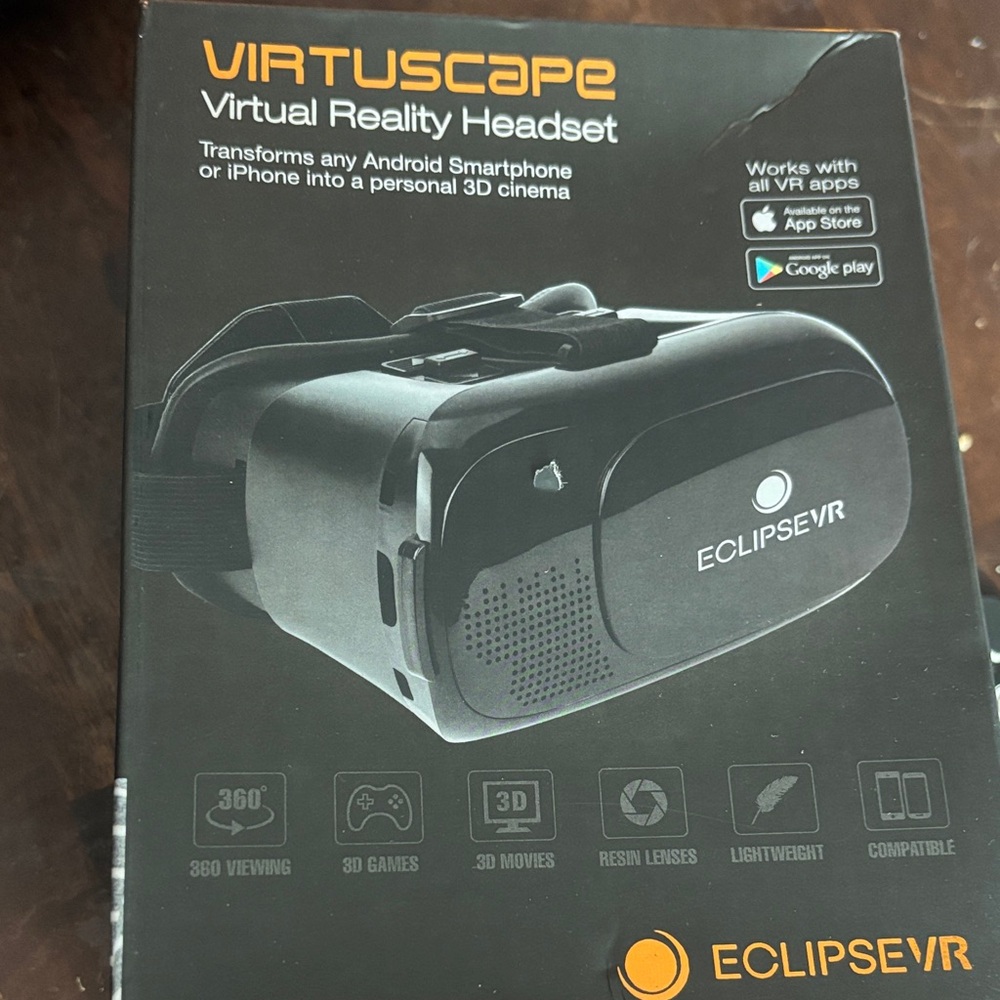 VirtuScape Virtual Reality Headset ~ Transforms Smartphone into 3D Cinema- NIB